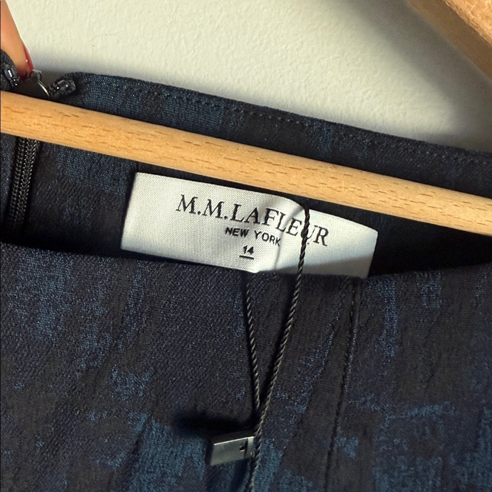 NEW M.M.LaFleur Etsuko brushed jacquard blue/black dress 14 - Picture 8 of 11